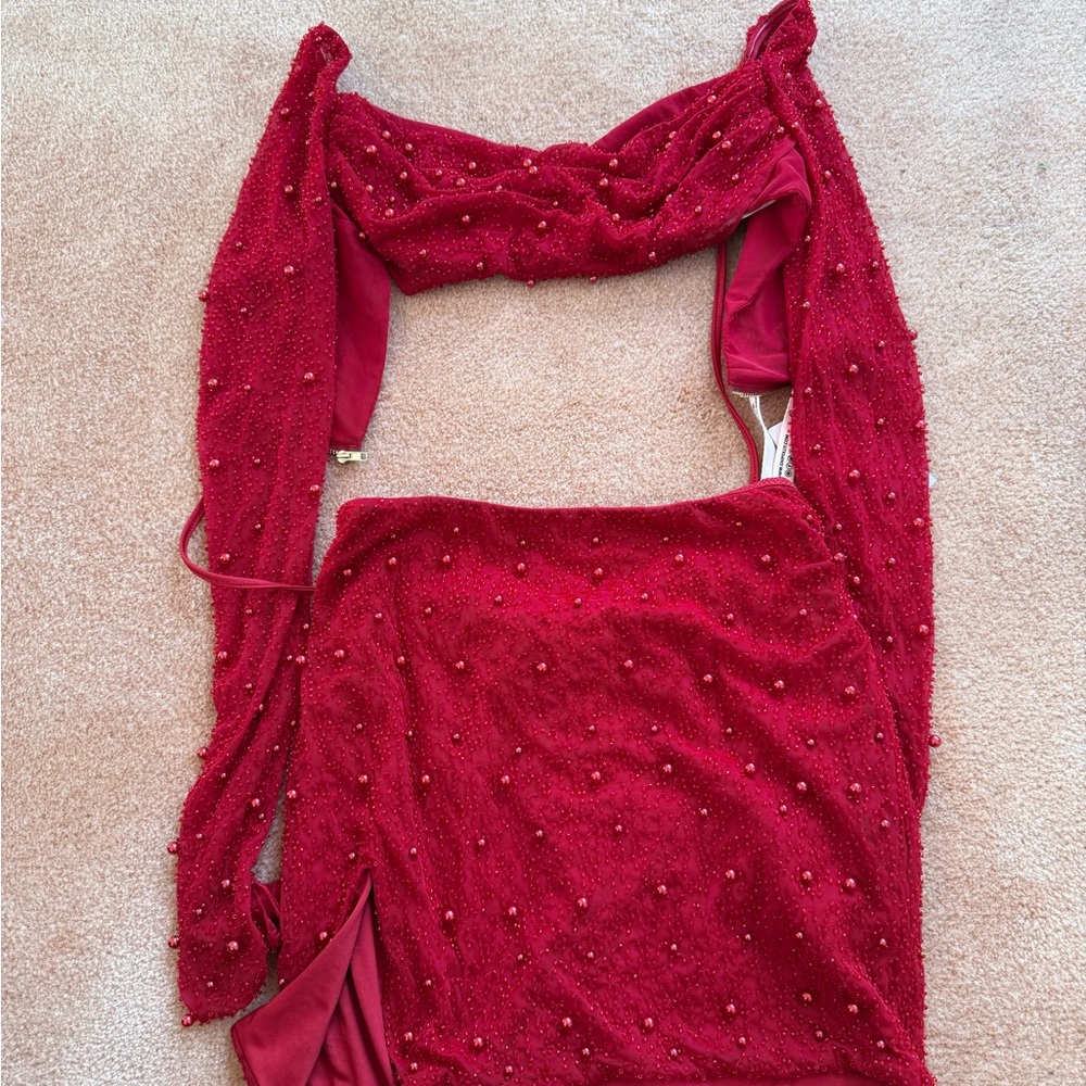 Oh Polly Red Beaded Two Piece